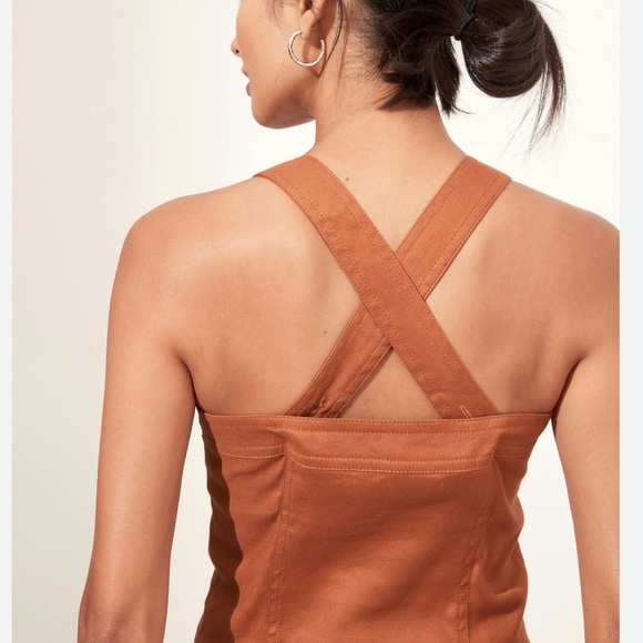 Banana Republic Rust Linen Blend Button Front Cropped Tank - Picture 2 of 9